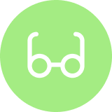 glasses icon on lime green circle background