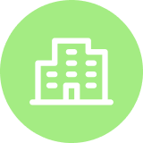 building icon on lime green circle background